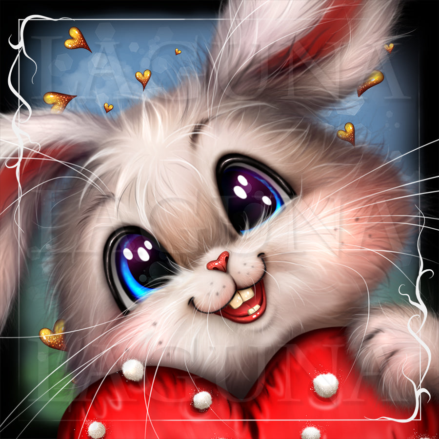 Bunny with Heart-Shaped Cushion