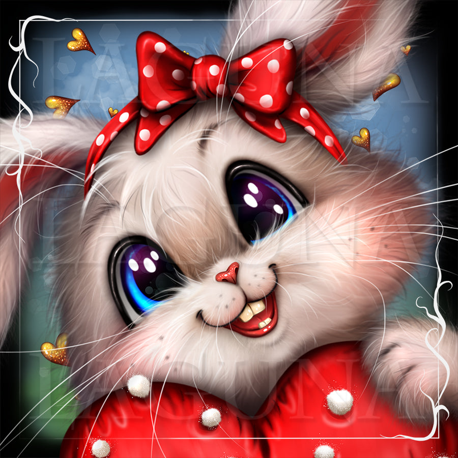 Bunny with Heart-Shaped Cushion