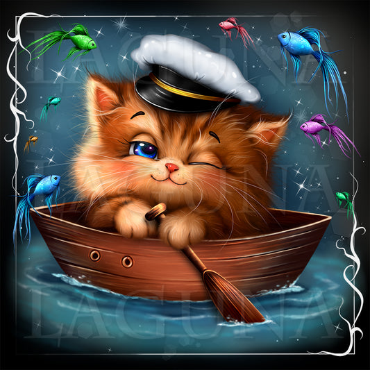 Captain Kitty in Boat