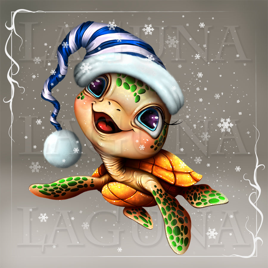 Christmas Baby Turtle with Gifts