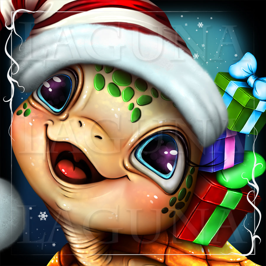 Christmas Baby Turtle with Gifts
