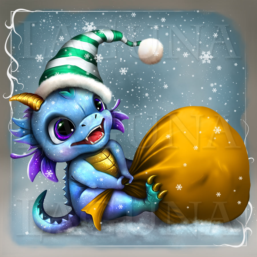 Christmas Dragon and Bag with Gifts