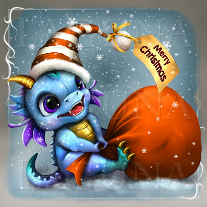 Christmas Dragon and Bag with Gifts