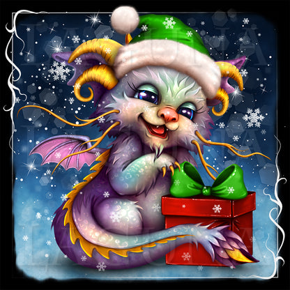 Christmas Dragon and Gift Box