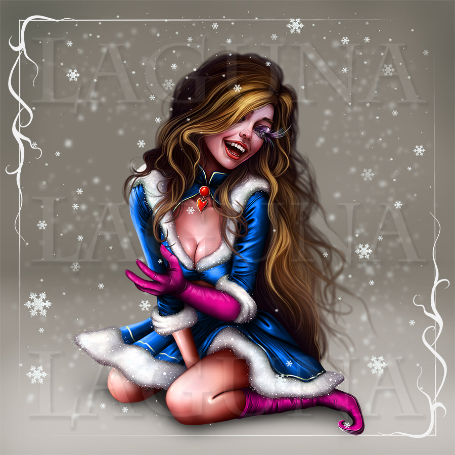 Christmas Elf Girl and Horse in Bag