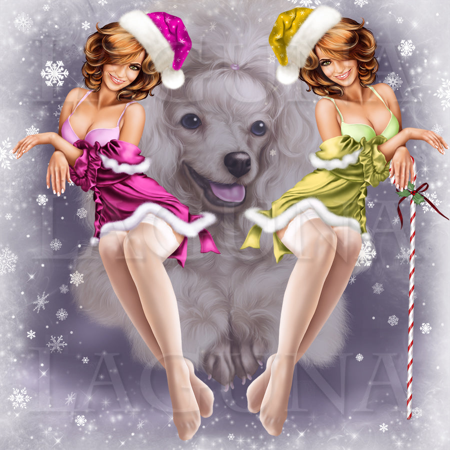 Christmas Elf (Girl and Poodle)