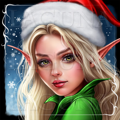 Christmas Elf Girl with Deer