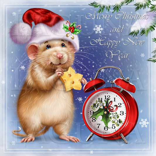 Christmas Mouse with a Clock