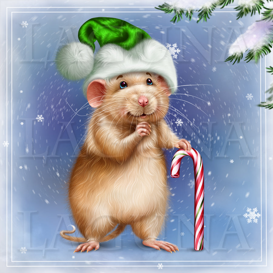 Christmas Mouse with a Clock