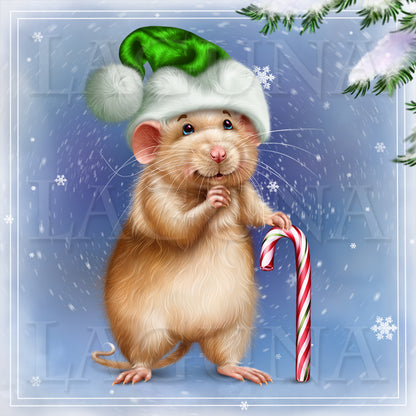 Christmas Mouse with a Clock