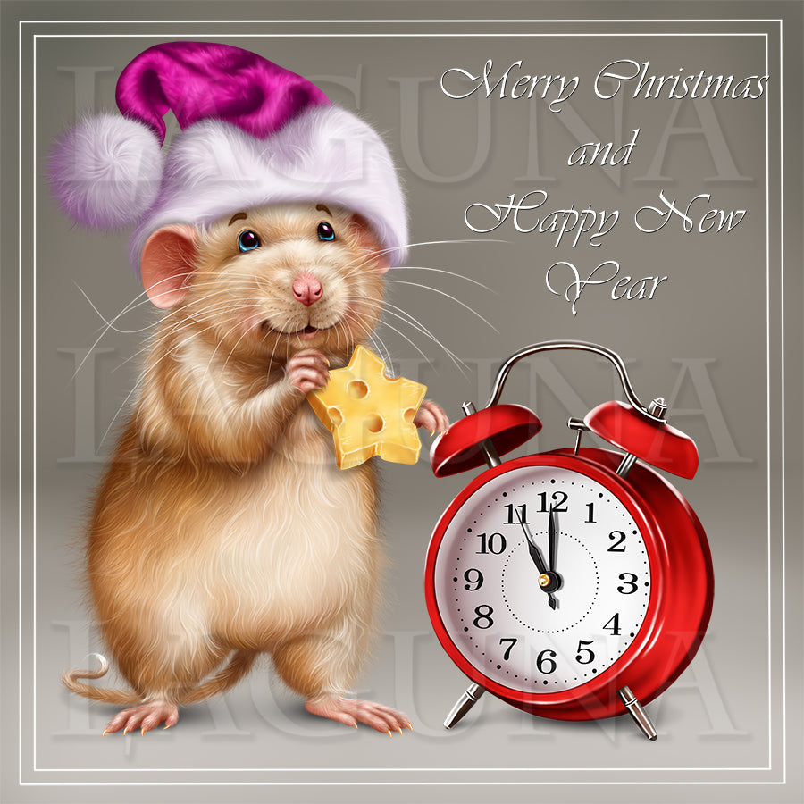 Christmas Mouse with a Clock