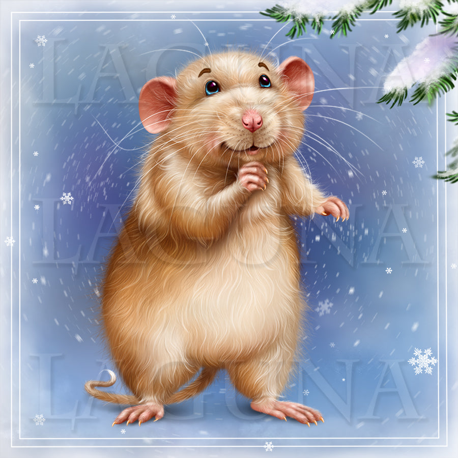 Christmas Mouse with a Clock