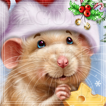 Christmas Mouse with a Clock