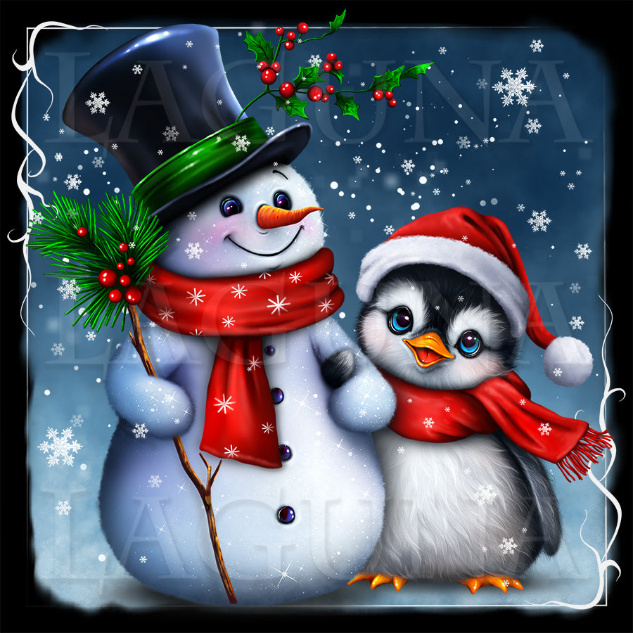 Christmas Penguin and Snowman