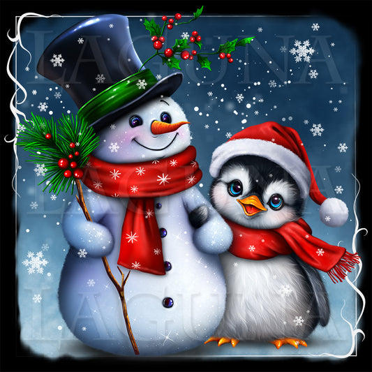 Christmas Penguin and Snowman