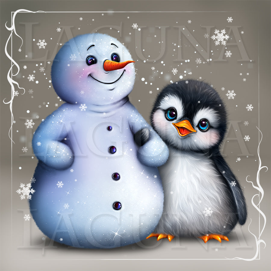 Christmas Penguin and Snowman