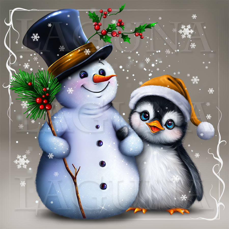 Christmas Penguin and Snowman