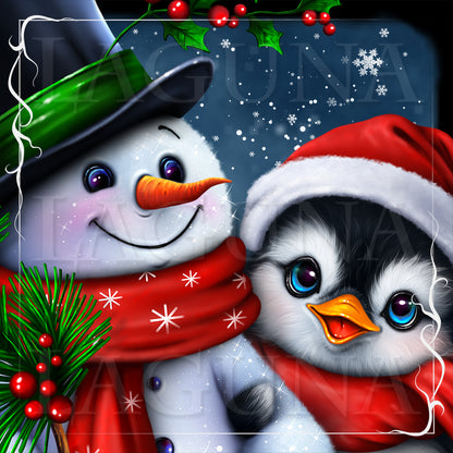 Christmas Penguin and Snowman