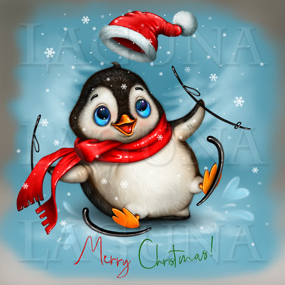 Christmas Penguin Skiing