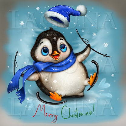 Christmas Penguin Skiing