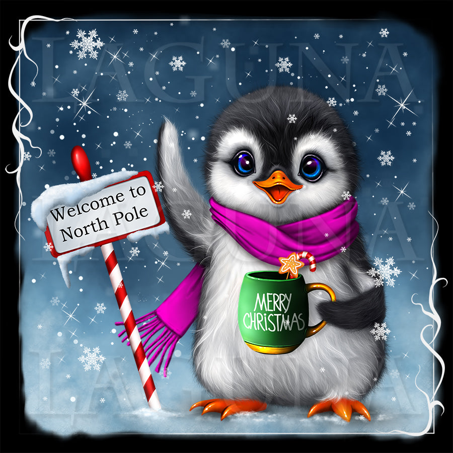 Christmas Penguin with Coffee Mug