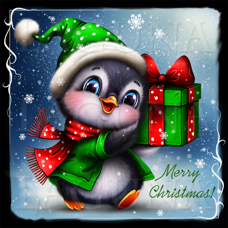 Christmas Penguin with Gift Box