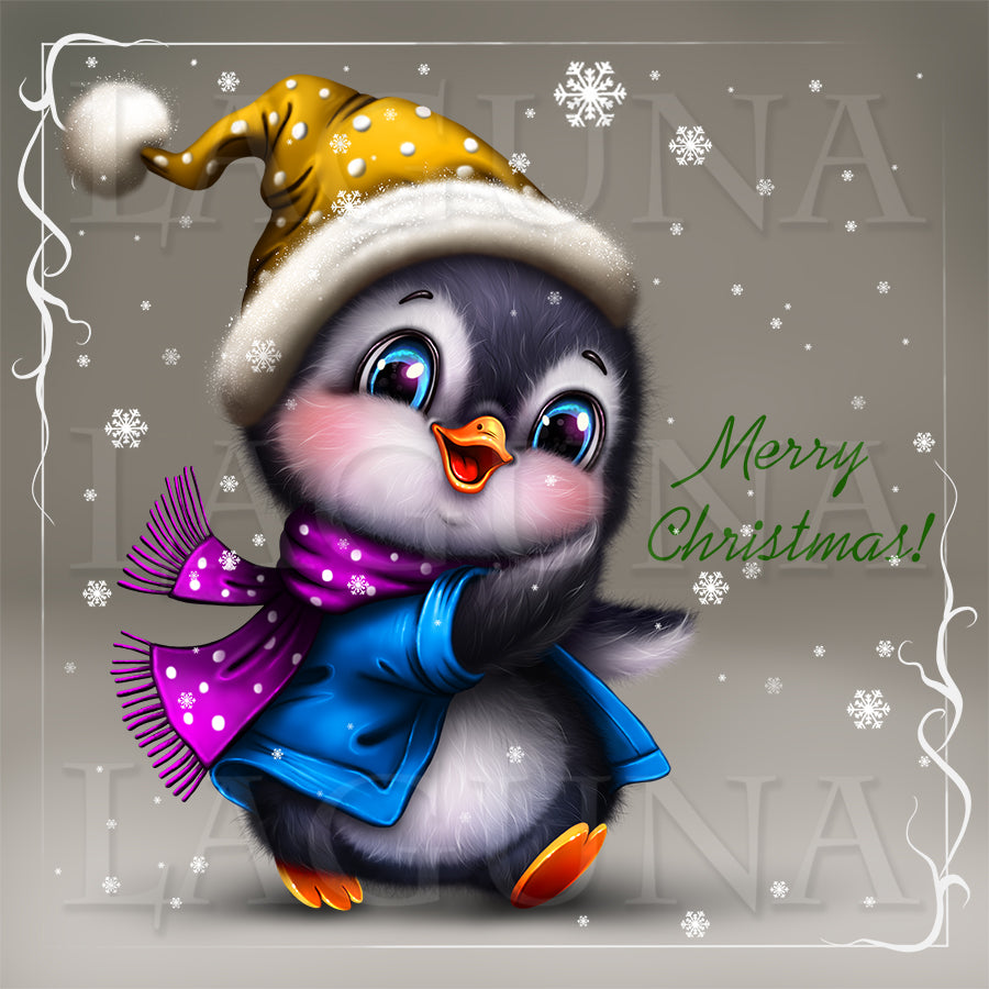 Christmas Penguin with Gift Box