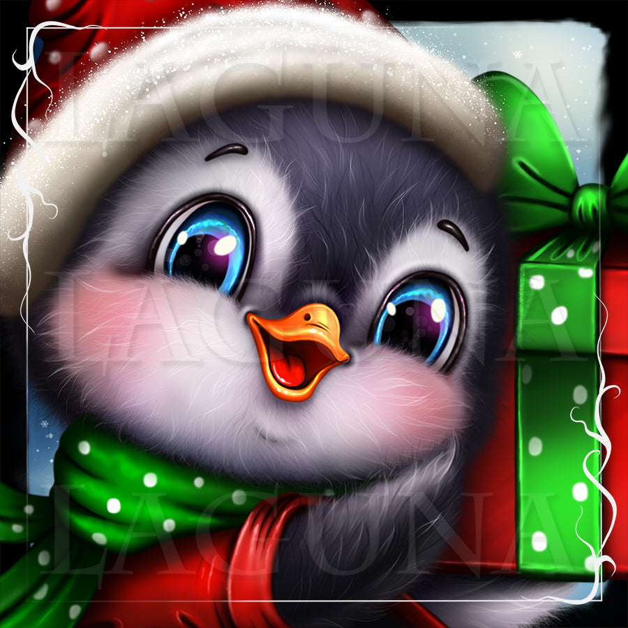 Christmas Penguin with Gift Box