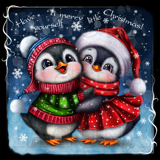 Christmas Penguins Hugging