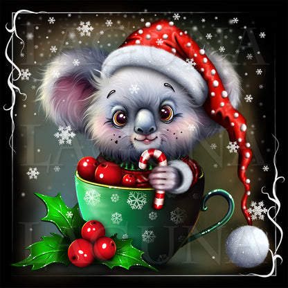 Christmas Teacup Koala with Candy