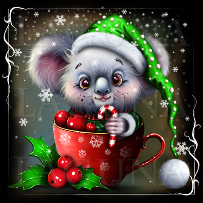 Christmas Teacup Koala with Candy