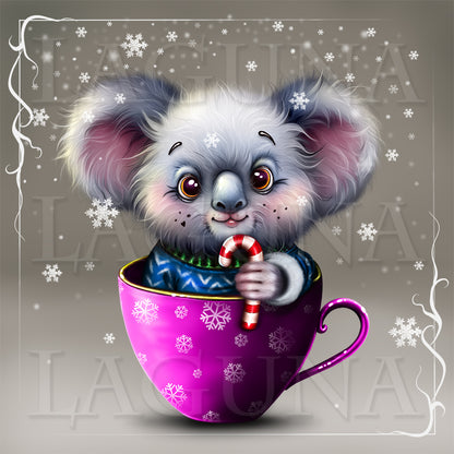 Christmas Teacup Koala with Candy