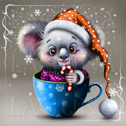 Christmas Teacup Koala with Candy
