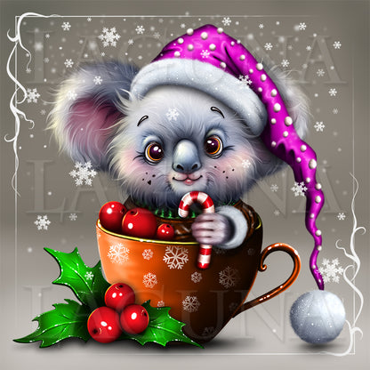 Christmas Teacup Koala with Candy
