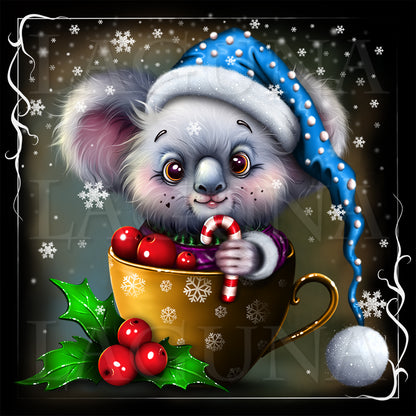 Christmas Teacup Koala with Candy