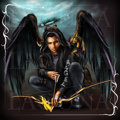 Dark Steampunk Angel and Dragon