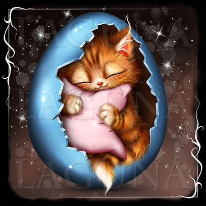 Easter Baby Kitten Sleeping in Egg