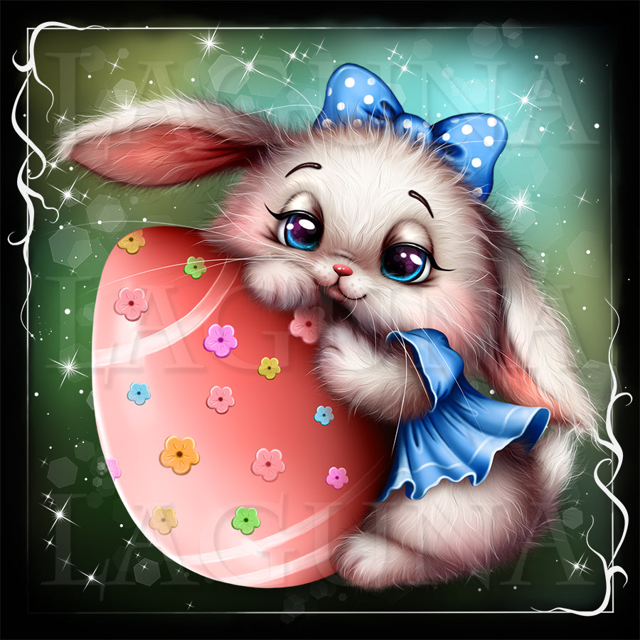 Easter Bunny Hugging an Egg