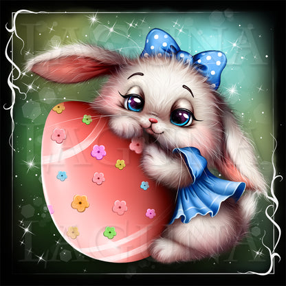 Easter Bunny Hugging an Egg