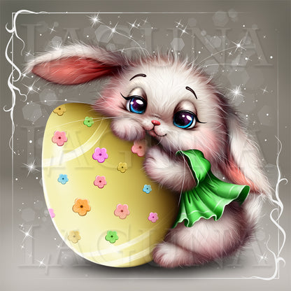 Easter Bunny Hugging an Egg