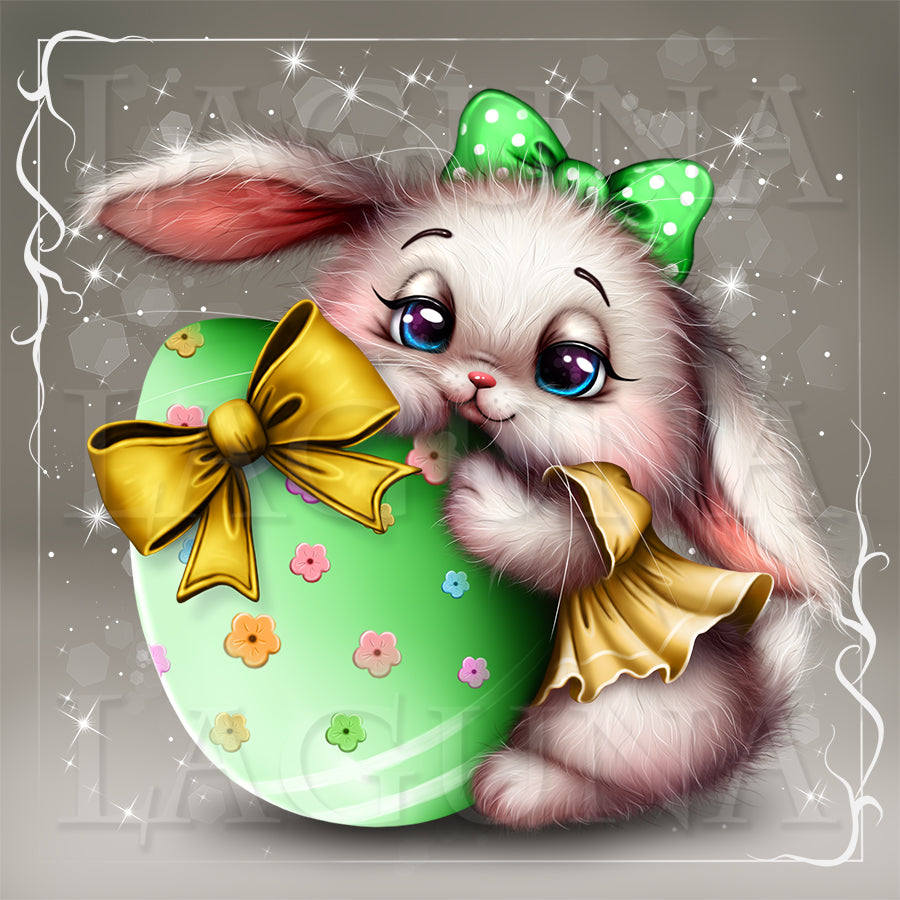 Easter Bunny Hugging an Egg