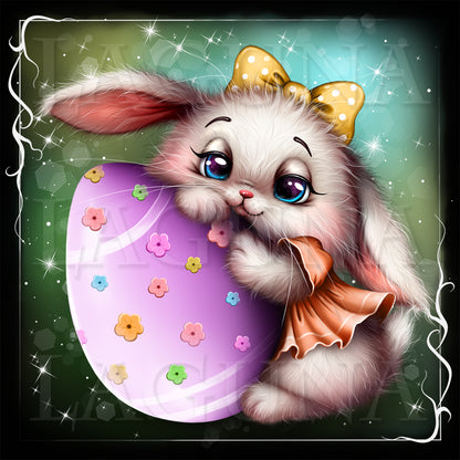 Easter Bunny Hugging an Egg