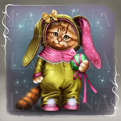 Easter Kitty in Pyjamas