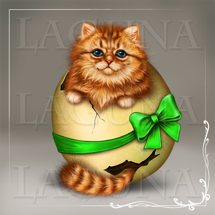 Easter Kitty Sitting in Egg