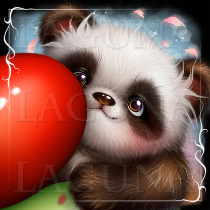 Cartoon panda with Easter eggs.
