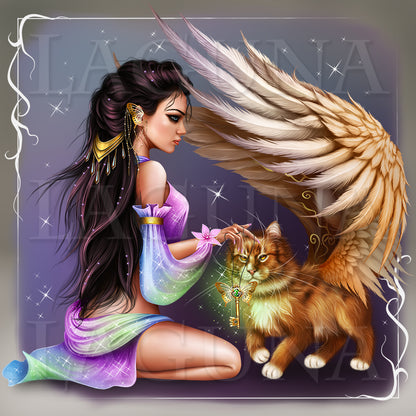 Fantasy Girl and Cat