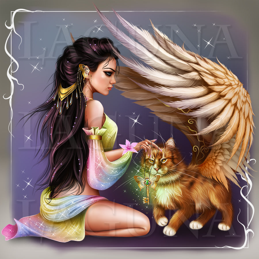 Fantasy Girl and Cat