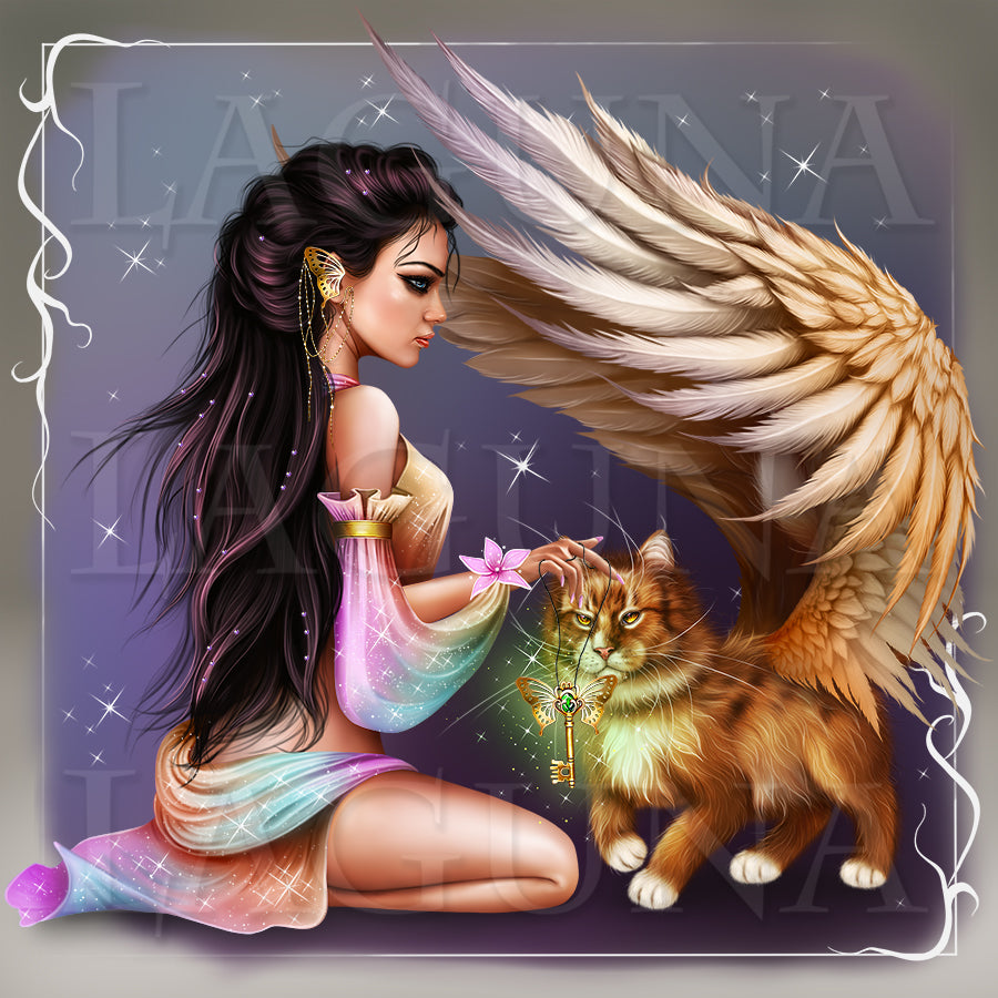 Fantasy Girl and Cat