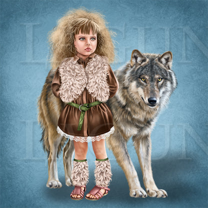 Forest Witch with a Wolf