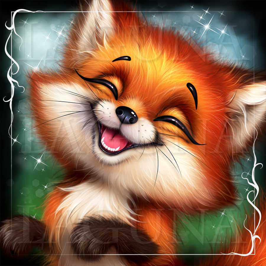 Close-up of a happy cartoon fox.